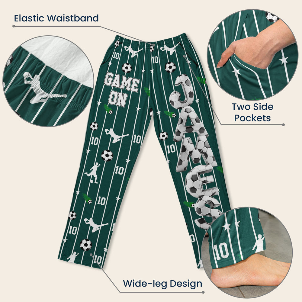 Personalized Soccer Lounge Pants, Custom Name & Number Game Time Sweatpants for Kids & Adults