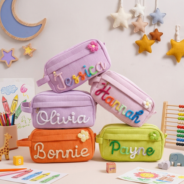 Personalized Name Corduroy Pencil Case LD01