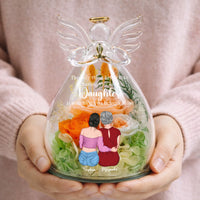 Gift For Daughter Gift For New Mom - Personalized Flower In Glass Angel Figurines