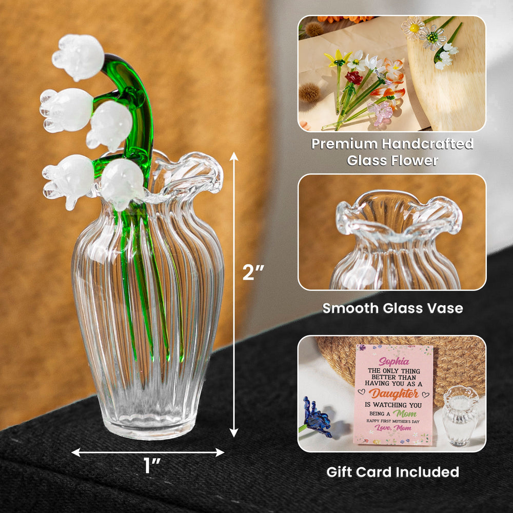Gift For Daughter Granddaughter Sister Gift For New Mom - Personalized Glass Flowers