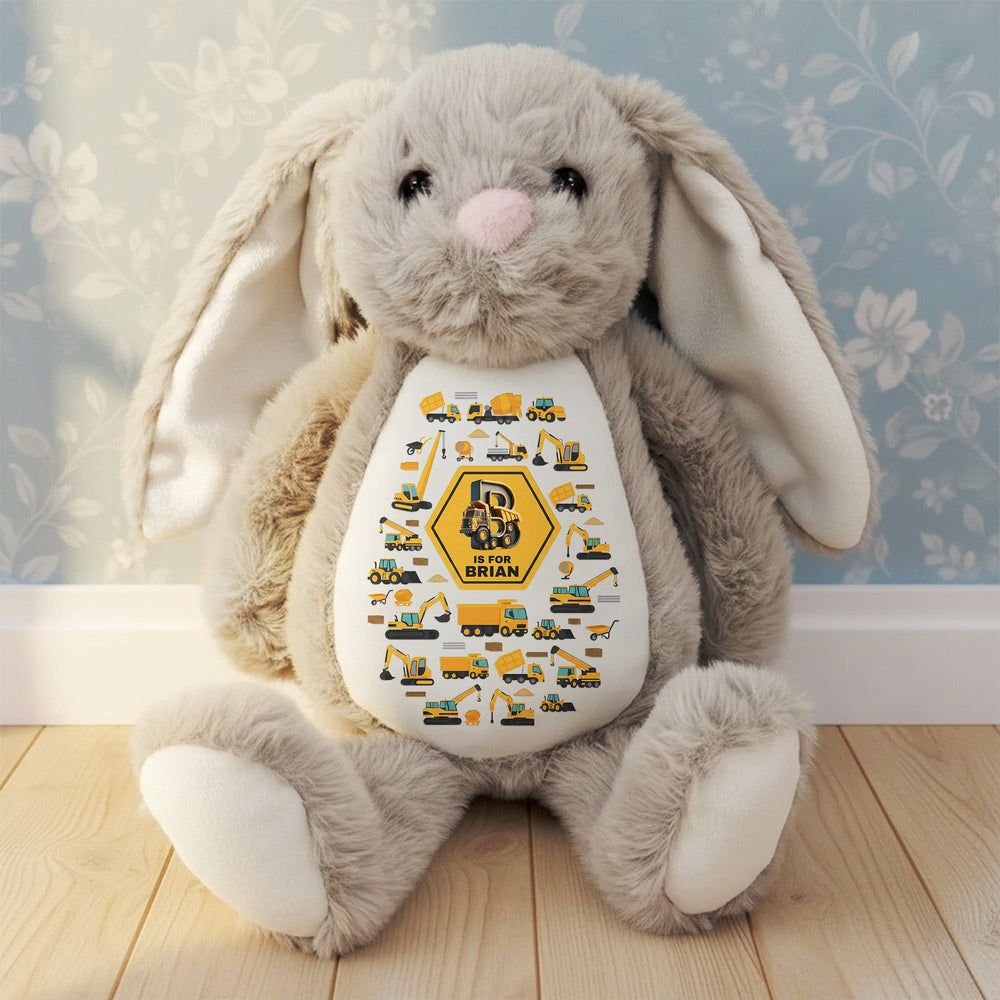 Gift For Kid Construction, Unicorn Letter - Personalized Bunny Plush