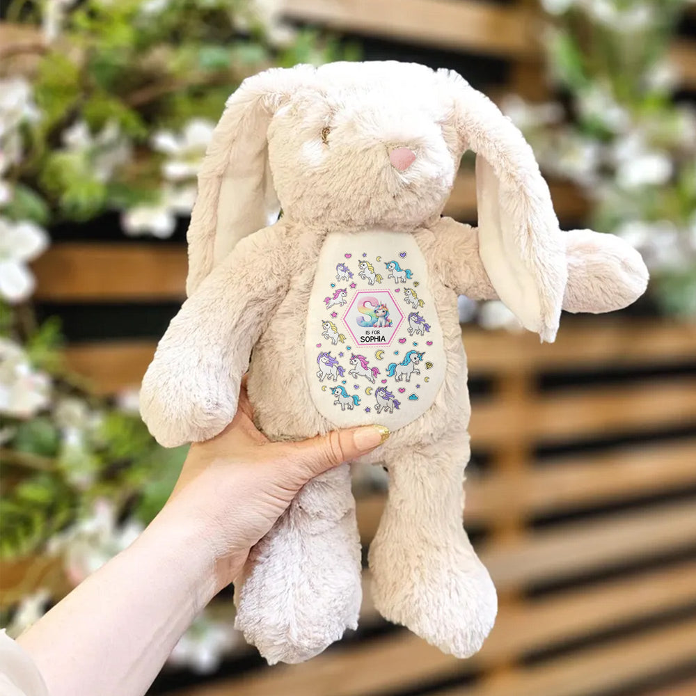 Gift For Kid Construction, Unicorn Letter - Personalized Bunny Plush