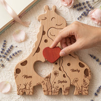 Wooden Giraffe Family Puzzle Mother's Day Gift For Mom, Mum, Wife - Personalized Puzzle