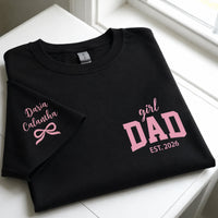 Girl Dad With Kids' Names On Sleeves - Pink Dad | Cute Shirt For Girl Dad