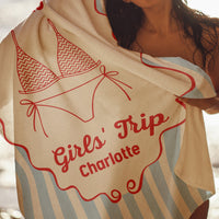 Girl Trip Bikini Gift For Her, Friends, Sisters - Personalized Beach Towel | Fun Summer Vacation Gift For Besties