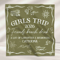 Girls Trip, Besties Trip - Summer Vacation, Bandanas, Scarves Wedding Bachelorette Party - Personalized Scarf