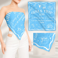 Girls Trip, Besties Trip - Summer Vacation, Bandanas, Scarves Wedding Bachelorette Party - Personalized Scarf