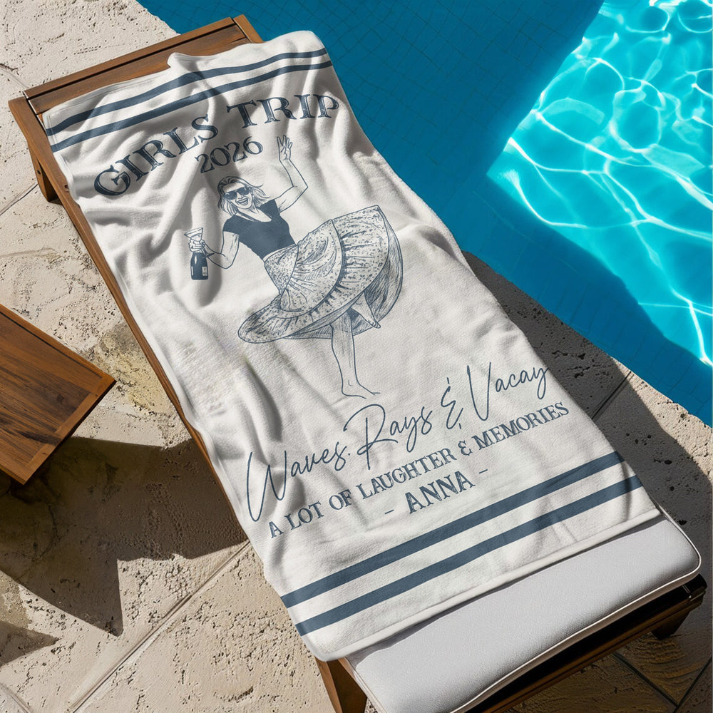 Girls Trip Custom Photo Beach Vacation - Personalized Beach Towel
