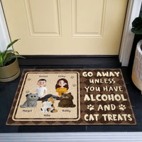 Go Away Unless You Have Alcohol And Cat Treats - Personalized Doormat