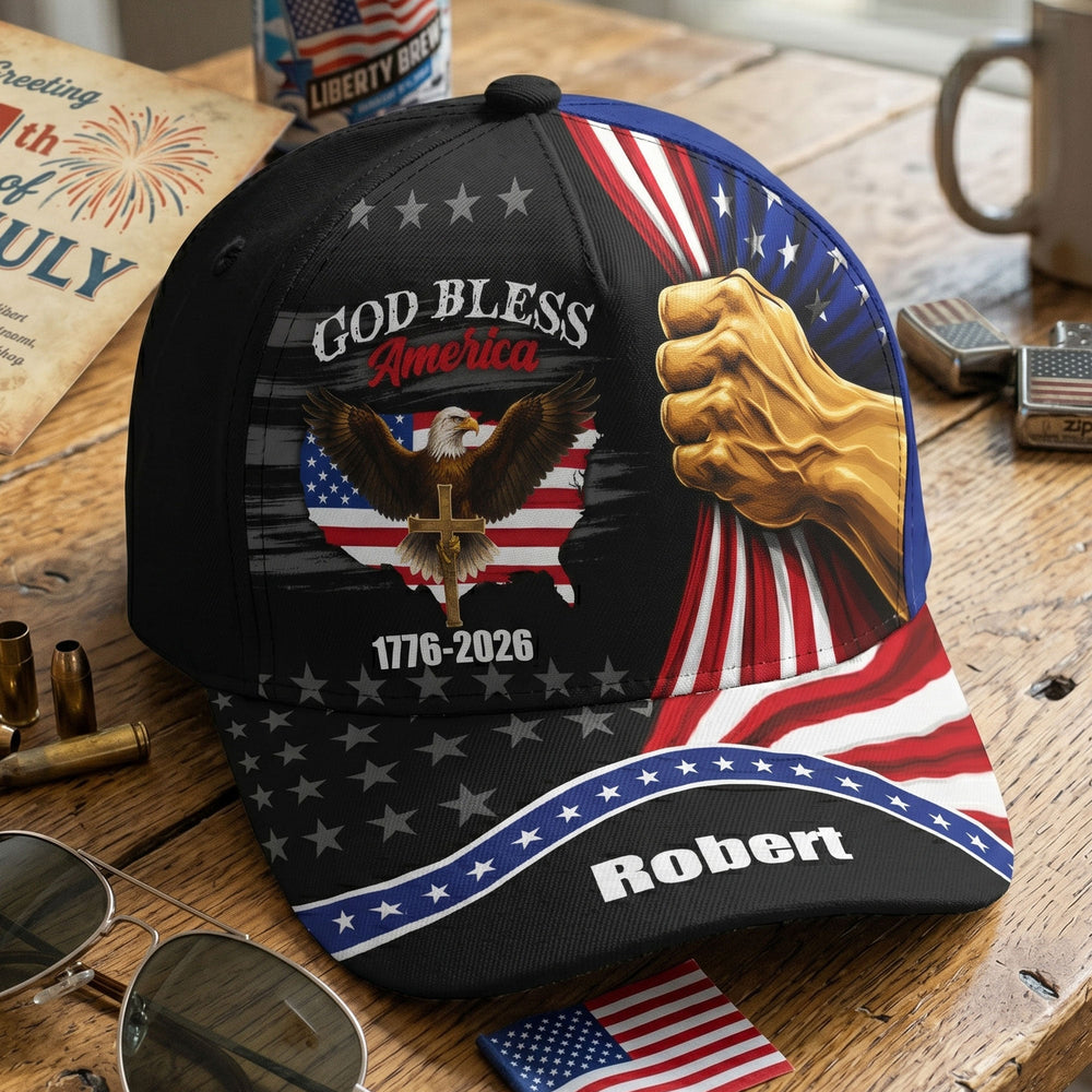 God Bless America Patriotic - Personalized Cap