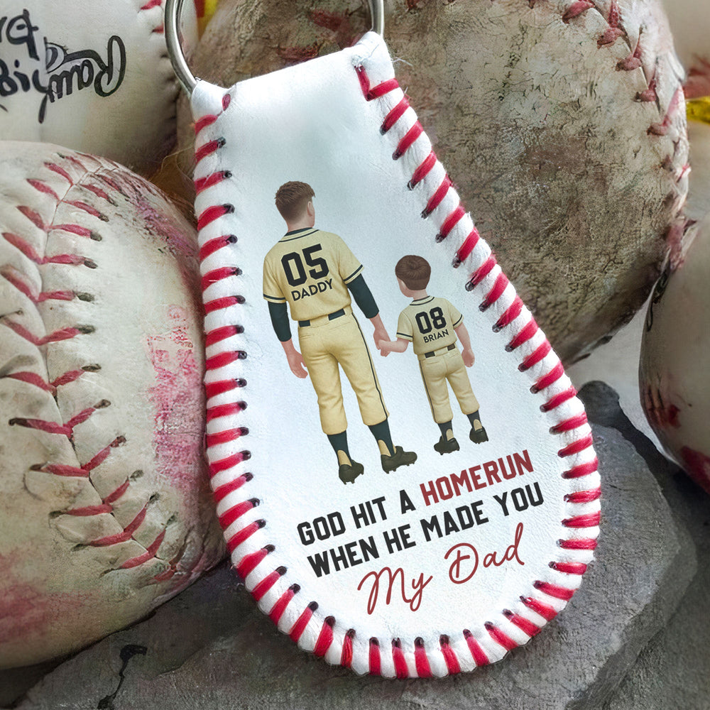 God Hit A Homerun When He Made You My Dad/ Mom - Personalized Keychain