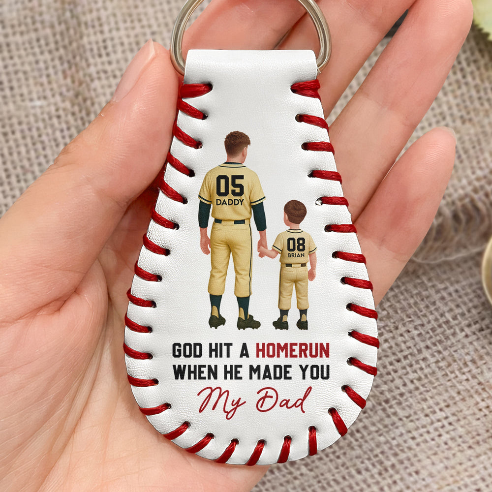 God Hit A Homerun When He Made You My Dad/ Mom - Personalized Keychain