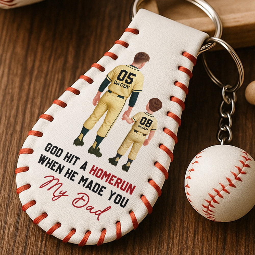 God Hit A Homerun When He Made You My Dad/ Mom - Personalized Keychain