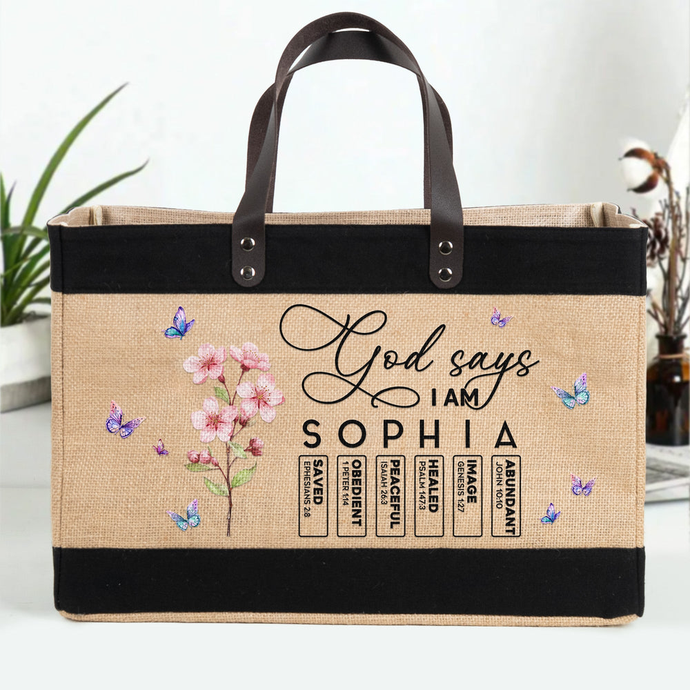 God Says I Am Name In Bible Verse - Personalized Tote Bag