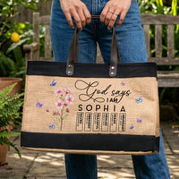 God Says I Am Name In Bible Verse - Personalized Tote Bag