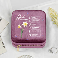 God Says I Am Name In Bible Verse Velvet Jewelry Case - Personalized Jewelry Box