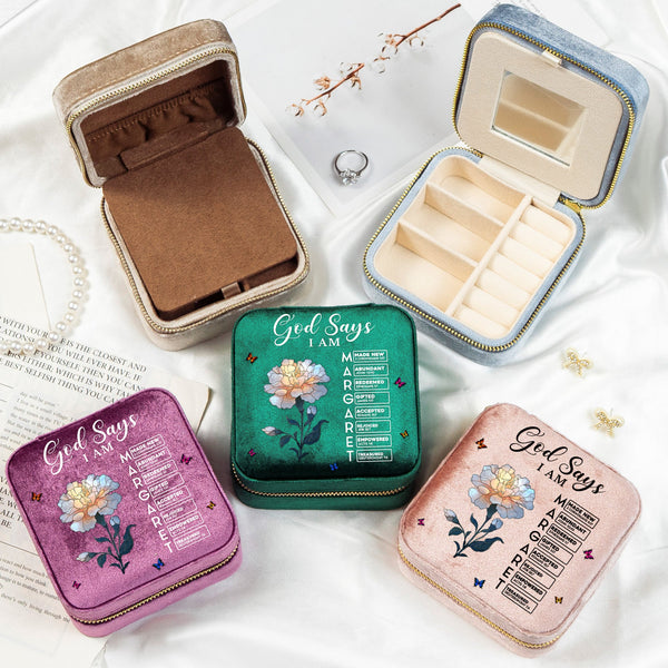 God Says I Am With Name Letter In Bible - Personalized Jewelry Box