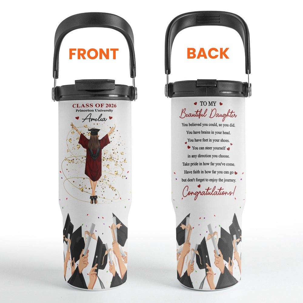 Graduation Congratulation Enjoy The Journey - Personalized 30oz Tumbler With Handle