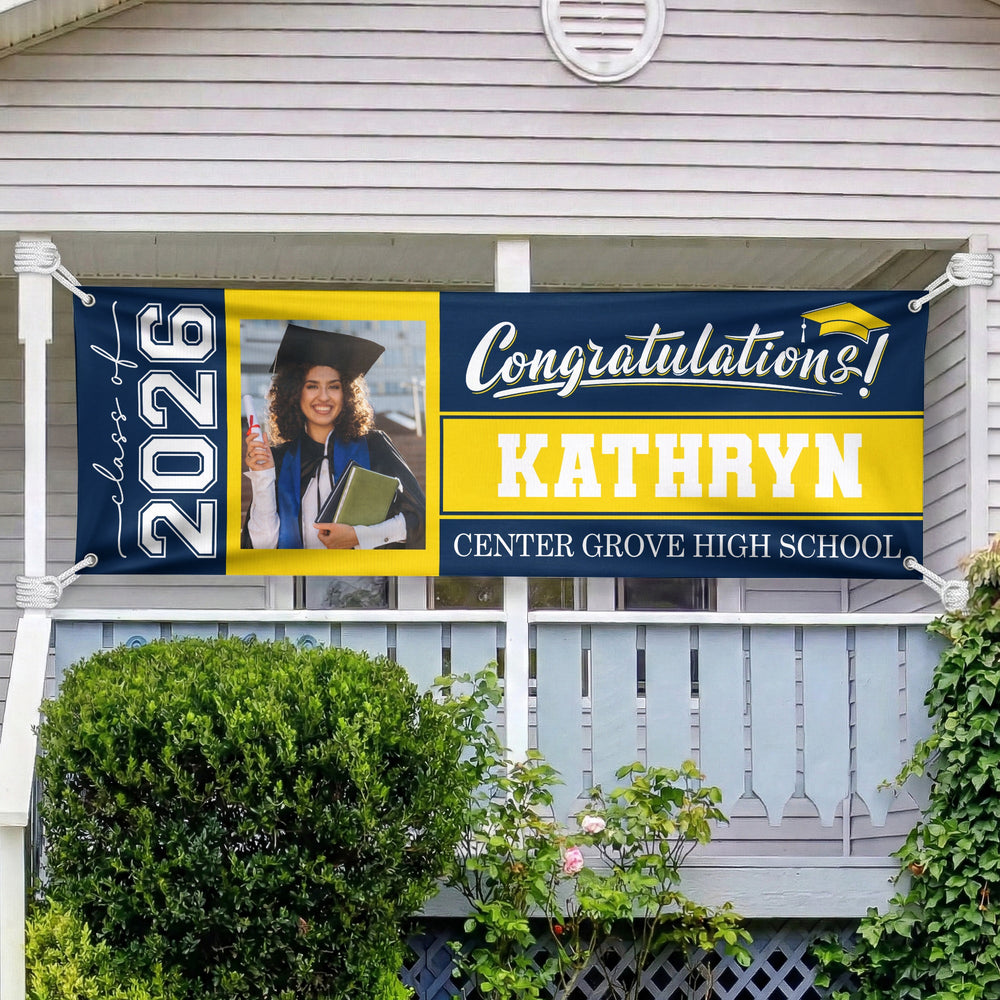 Graduation Custom Photo, Name & School - Personalized Banner