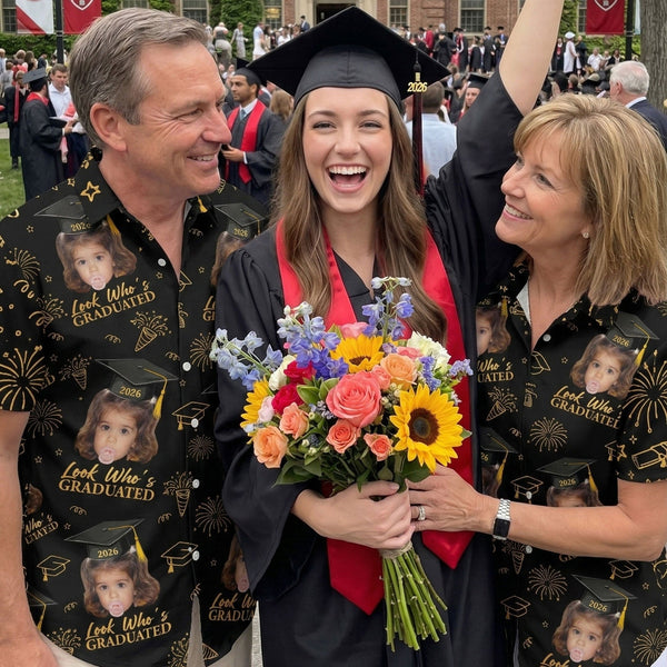 Graduation Matching Shirt With Childhood Photo - Vintage Childhood Themed - Personalized Hawaiian Shirt