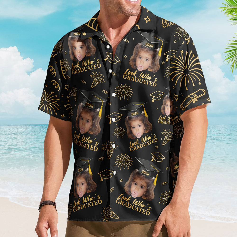 Graduation Matching Shirt With Childhood Photo - Vintage Childhood Themed - Personalized Hawaiian Shirt
