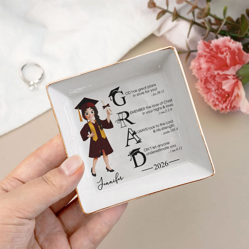 Graduation Motivation God Has Great Plans For You - Personalized Jewelry Dish