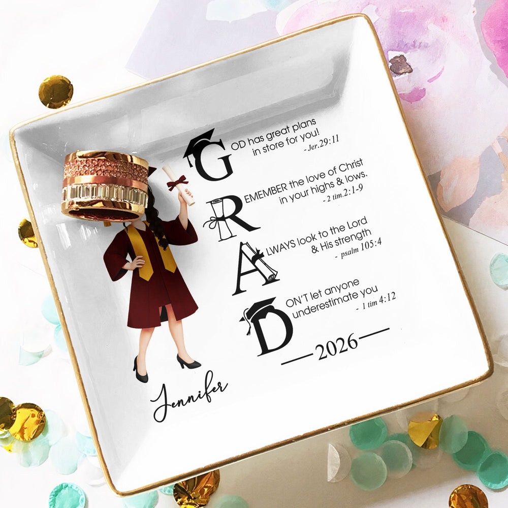 Graduation Motivation God Has Great Plans For You - Personalized Jewelry Dish