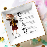 Graduation Motivation God Has Great Plans For You - Personalized Jewelry Dish