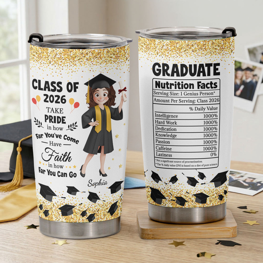 Graduation Nutrion Fact - Personalized Tumbler Cup