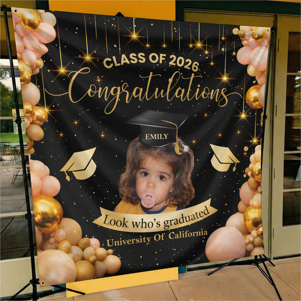 Graduation Party Sign With Childhood Photo - Vintage Childhood Decor T ...