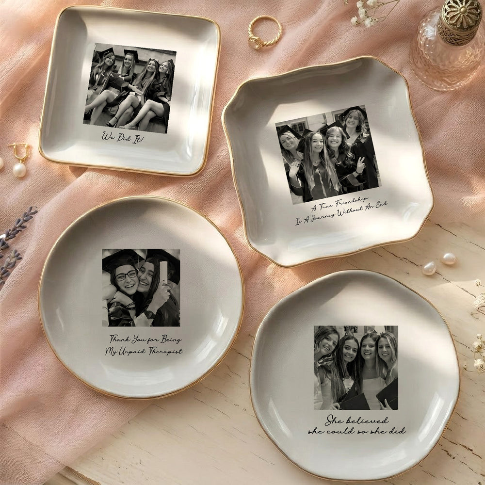 Graduation Photo Trinket Dish Gift For Her, Daughter, Besties - Personalized Jewelry Dish