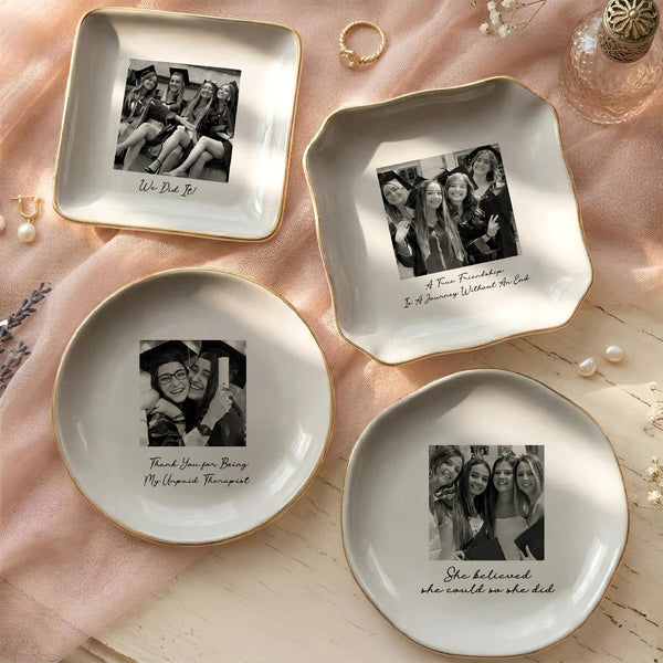 Graduation Photo Trinket Dish Gift For Her, Daughter, Besties - Personalized Jewelry Dish