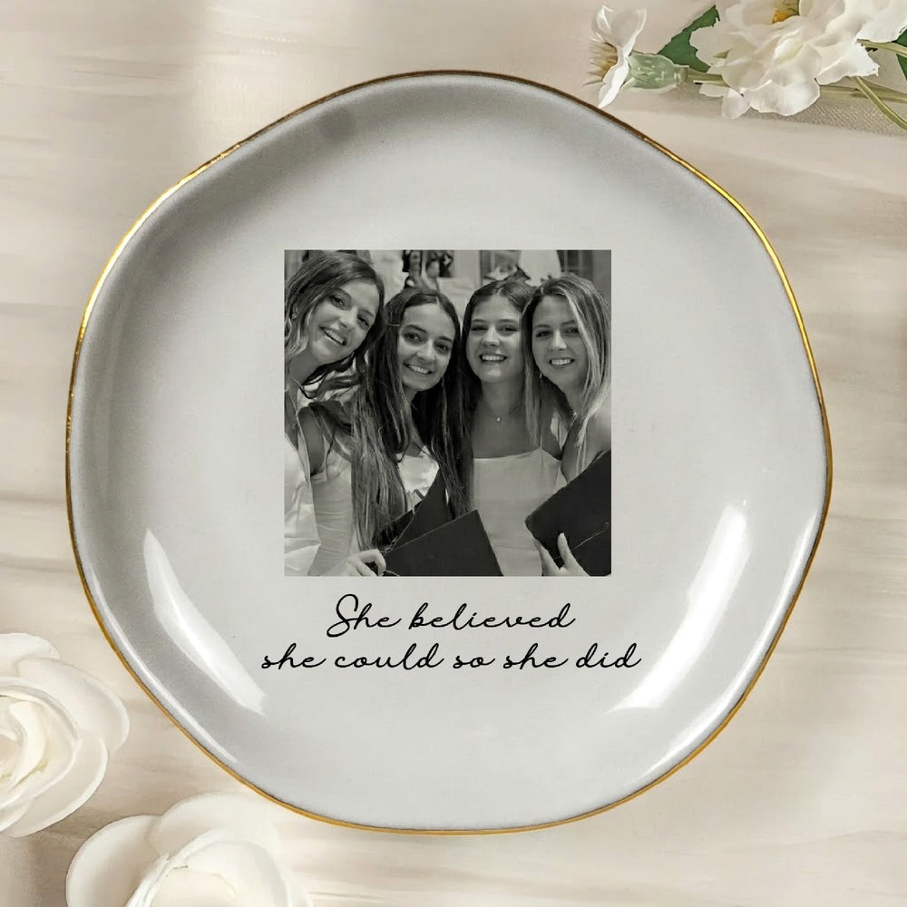 Graduation Photo Trinket Dish Gift For Her, Daughter, Besties - Personalized Jewelry Dish