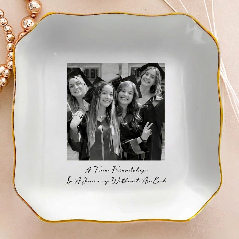 Graduation Photo Trinket Dish Gift For Her, Daughter, Besties - Personalized Jewelry Dish