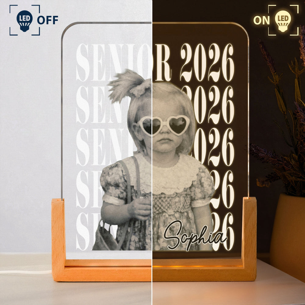 Graduation Senior Vintage Photo - Personalized Night Light | Custom Class Of 2026 LED Memory Lamp