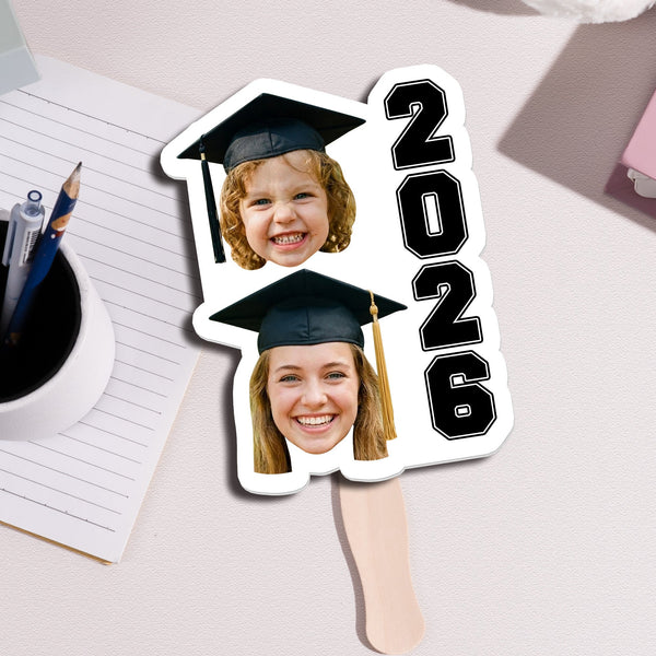 Graduation Then Vs Now Custom Photo - Personalized Graduation Fan