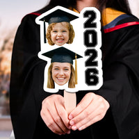 Graduation Then Vs Now Custom Photo - Personalized Graduation Fan