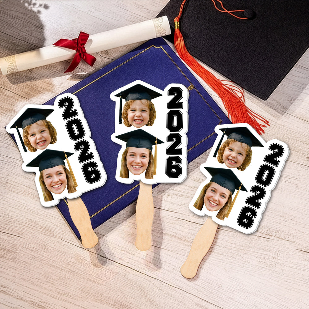 Graduation Then Vs Now Custom Photo - Personalized Graduation Fan