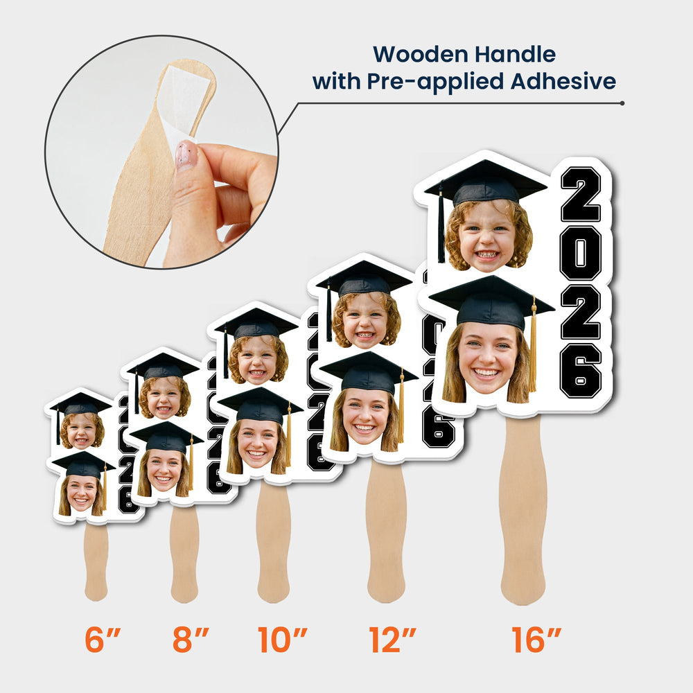 Graduation Then Vs Now Custom Photo - Personalized Graduation Fan
