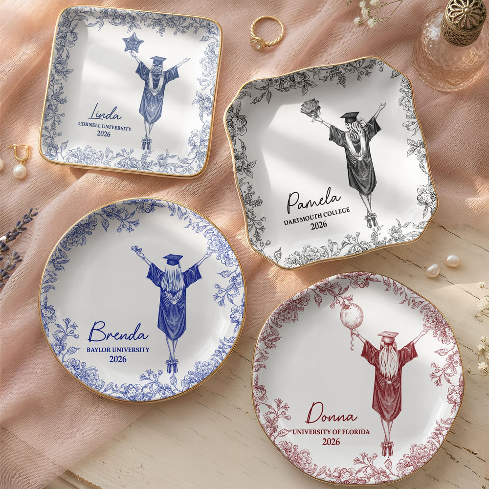 Graduation Toile De Jouy - Personalized Jewelry Dish