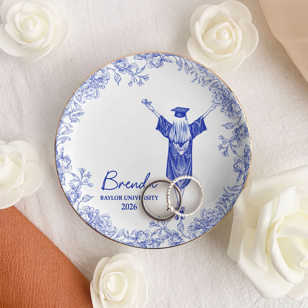Graduation Toile De Jouy - Personalized Jewelry Dish