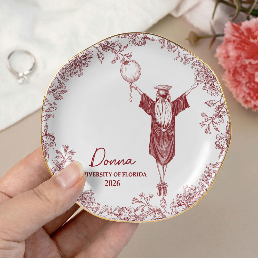 Graduation Toile De Jouy - Personalized Jewelry Dish