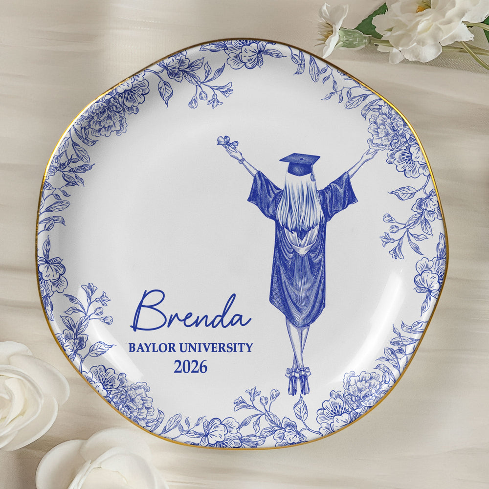 Graduation Toile De Jouy - Personalized Jewelry Dish