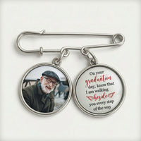 Graduation Walking Beside You Every Step - Personalized Lapel Pin With Photo Charms