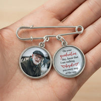 Graduation Walking Beside You Every Step - Personalized Lapel Pin With Photo Charms