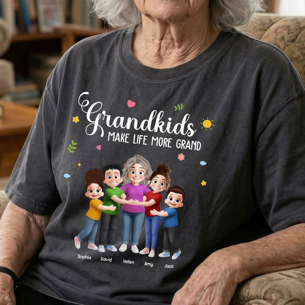 Grandkids Make Life More Grand Grandma Hug - Personalized Shirt