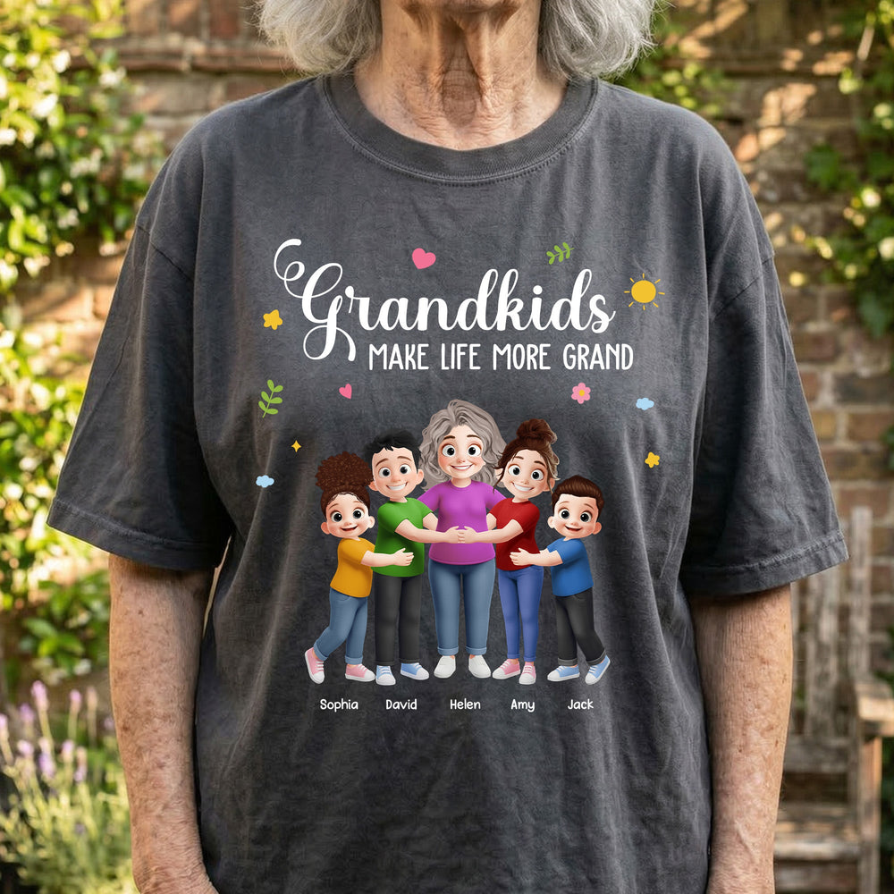 Grandkids Make Life More Grand Grandma Hug - Personalized Shirt