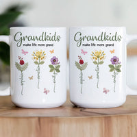 Grandkids Make Life More Grand Patchwork Flowers - Personalized Mug