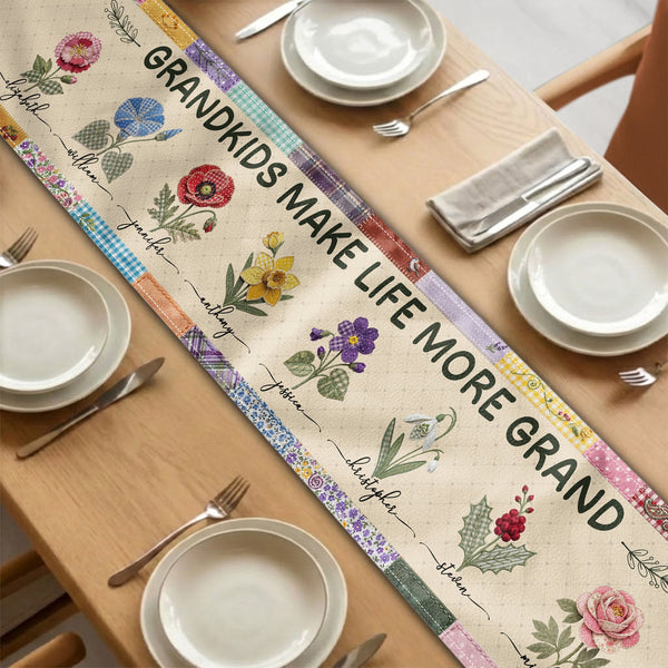 Grandkids Make Life More Grand - Personalized Table Runner