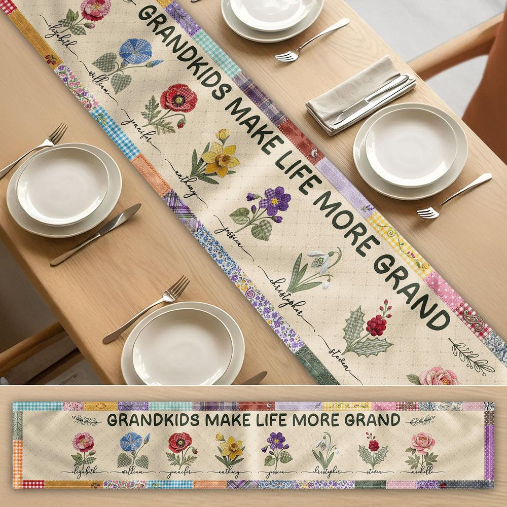 Grandkids Make Life More Grand - Personalized Table Runner